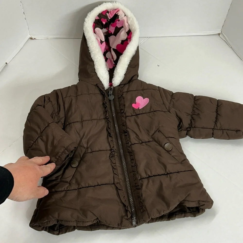 OshKosh B'gosh Brown Jacket with Pink Heart Accents